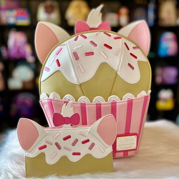 Loungefly Handbags - NEW Aristocats Marie Sweets Cupcake SET Mini-Backpack & Wallet NWT Loungefly